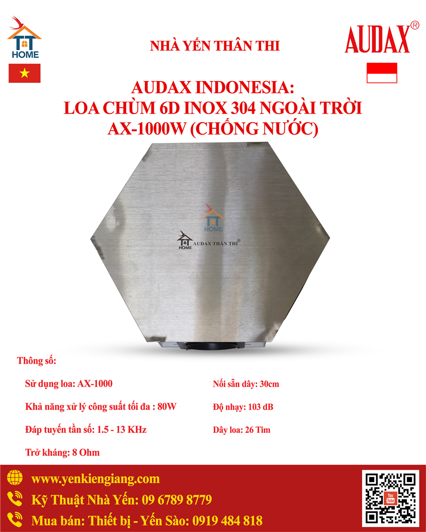 Loa chùm 6D INOX 304 ngoài trời AUDAX AX-1000W chống nước