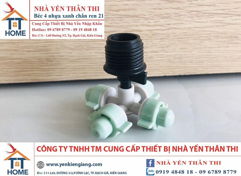 Bec 4 chân ren 21 (gồm bec 4, ống nhựa, chân ren)	
