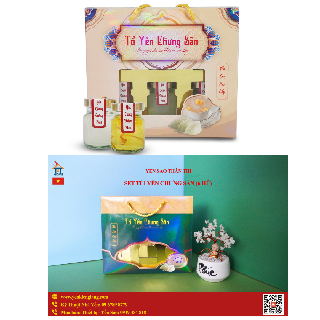 Túi đựng 6 hũ yến ML có khay ( xám / xanh lá)